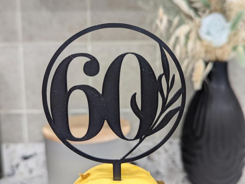 60th Birthday Cake Topper - Floral