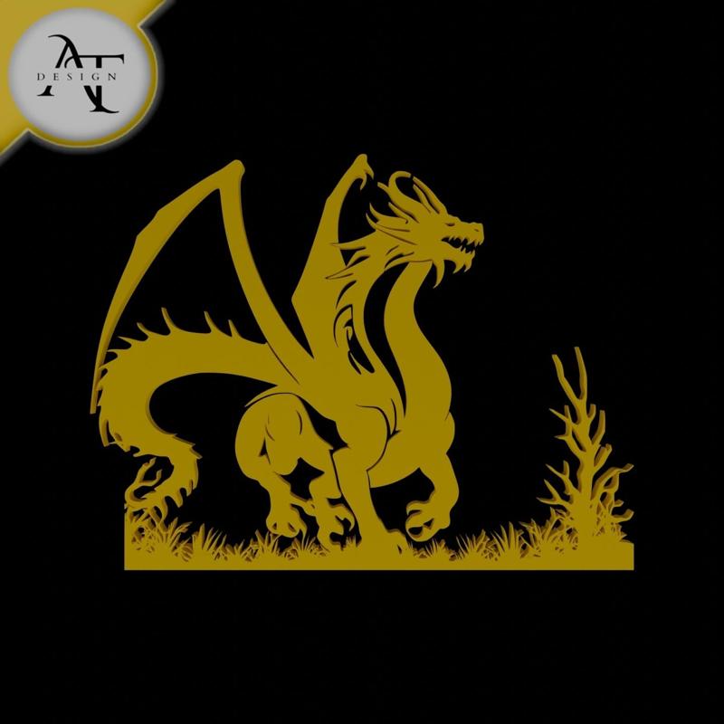 Dragon - Silhouette - 2D Wall Art Decor