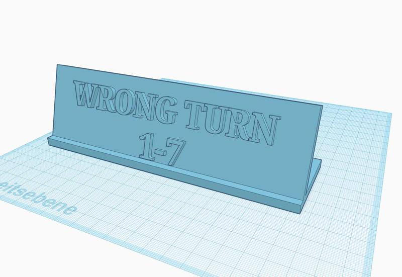 WRONG TURN 1-7 schild