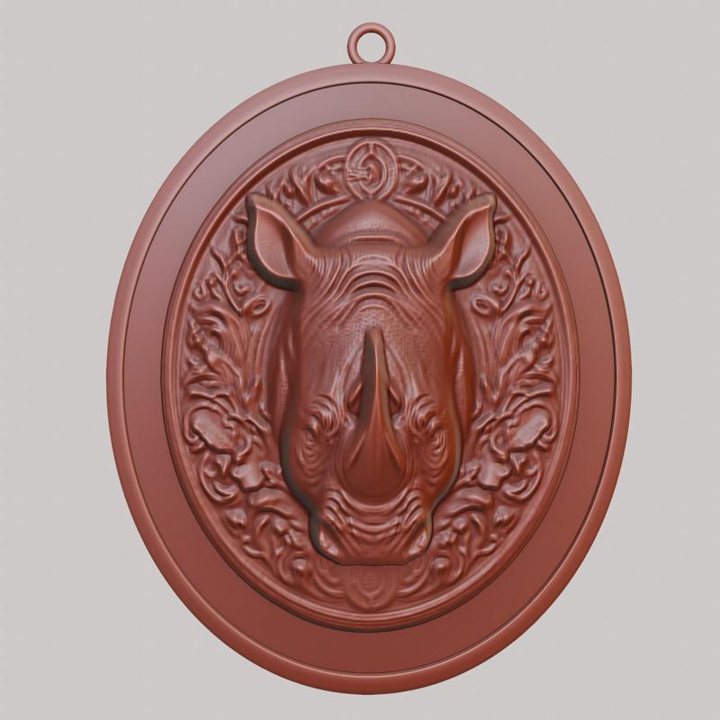 Rhino Animal Necklace Rhino Animal Pendant for CNC Router Laser & 3D Printer