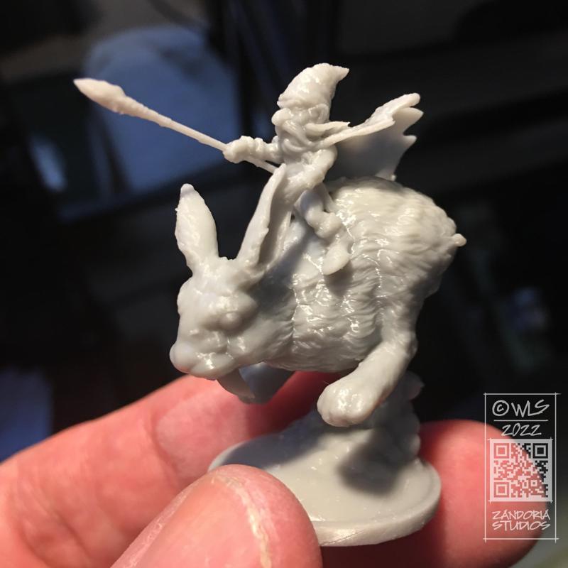 Gnome Rabbit Rider, Fantasy Tabletop RPG Miniature or Figurine