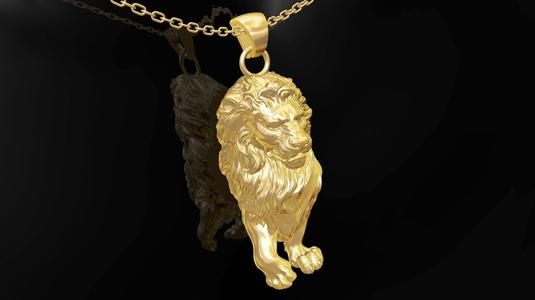 Lion statue gold pendant jewelry 3D print model