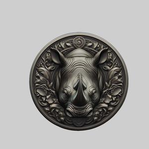Rhino Animal Head Rhino Animal Medallion for CNC Router Laser & 3D Printer