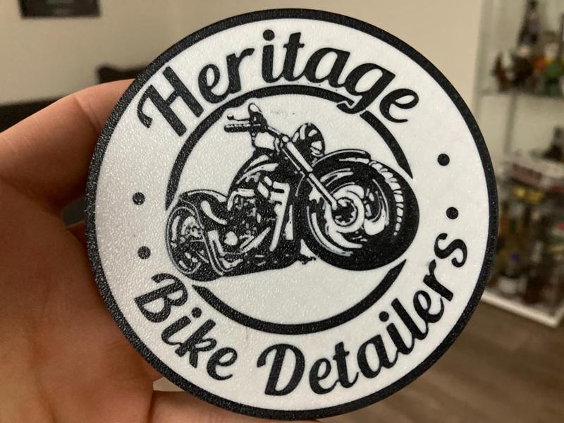 Heritage Bike Detailers logo coaster