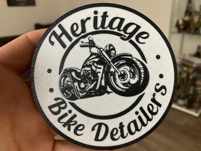 Heritage Bike Detailers logo coaster