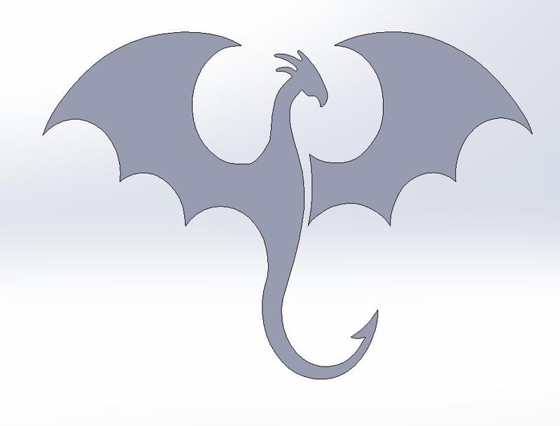 Dragon 2d art wall mounting dxf file and sldprt , stl file available