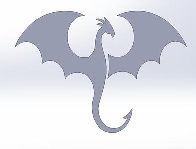 Dragon 2d art wall mounting dxf file and sldprt , stl file available