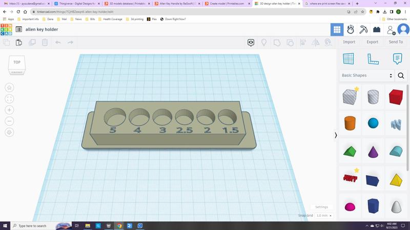 gridfinity allen key holder