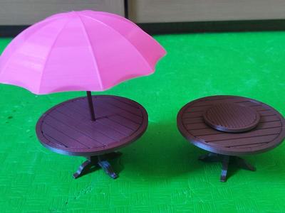 Umbrella & platter for round table for Sylvanian families toys