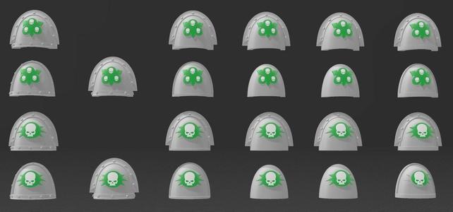 Death Guard shoulder pads "Fummelfinger" edition