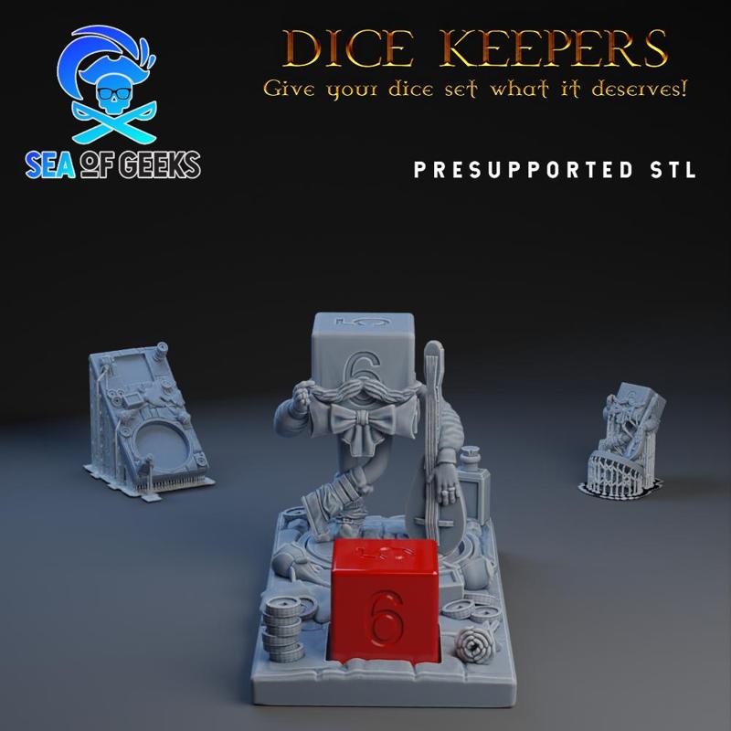Dice Keepers - D6 Bard miniature & polyhedral dice stand