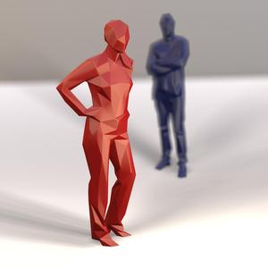 WOMAN STAND STYLISED LOW POLY 7.8 in | 20 cm