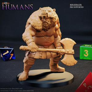 Human Berserker Miniature - Pre-Supported