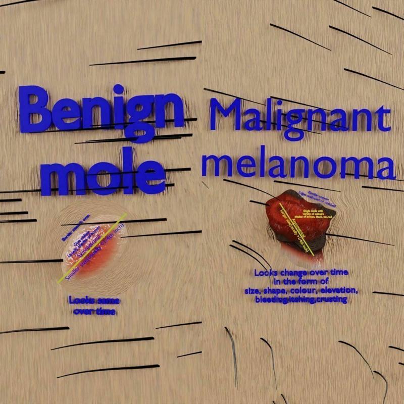 Mole nevus cancer Malignant melanoma differences 3D model