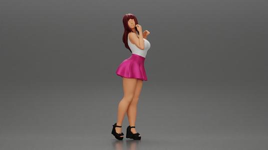 Fashion girl posing in skirt and shirt