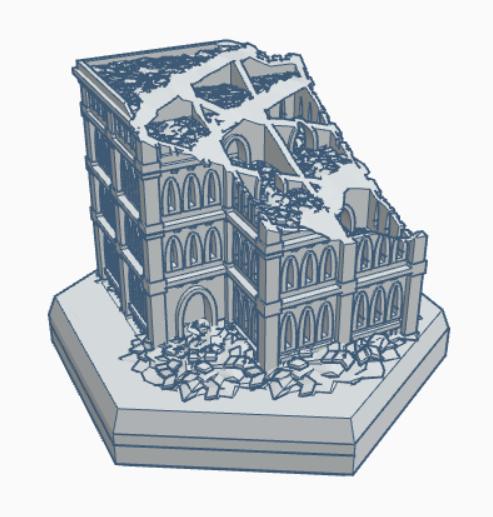 Gothic Ruined Building 70 Hex Map Scale HMSGR070