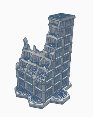 Gothic Ruined Building 42 with Hex Base GRHB042