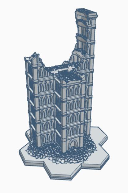 Gothic Ruined Building 35 with Hex Base GRHB035