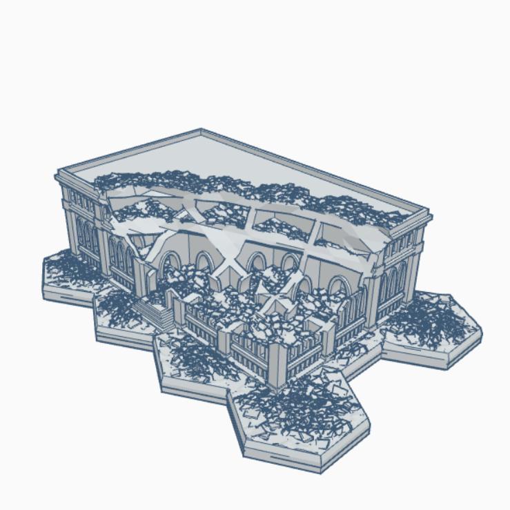 Gothic Ruined Building 108 with Hex Base GRHB108