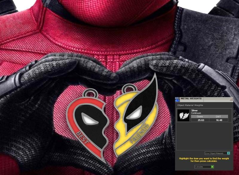 Deadpool and Wolverine Best Friends charm pendants 3D print model