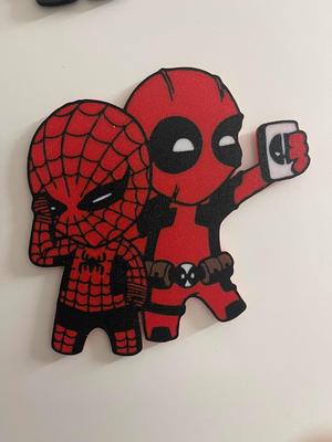 fridge magnet deadpool spiderman