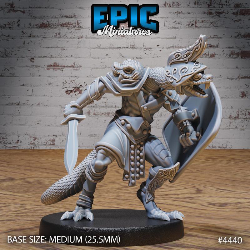 Serpent Folk Gladiator ‧ DnD Miniature ‧ Tabletop Miniatures ‧ Gaming Monster ‧ 3D Model ‧ RPG ‧ DnDminis ‧ STL FILE