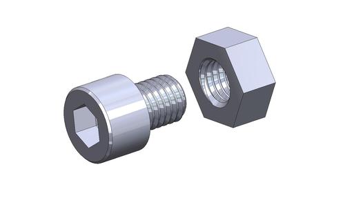 M10 x 14mm bolt DIN 912 VG + M10 nut DIN934 Nut Screw