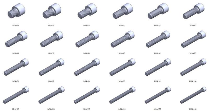 M14 screws DIN 912 VG + M14 nut DIN934 Nut Screw