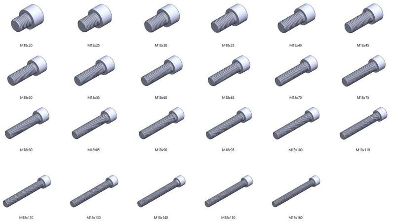 M18 screws DIN 912 VG + M18 nut DIN934 Nut Screw