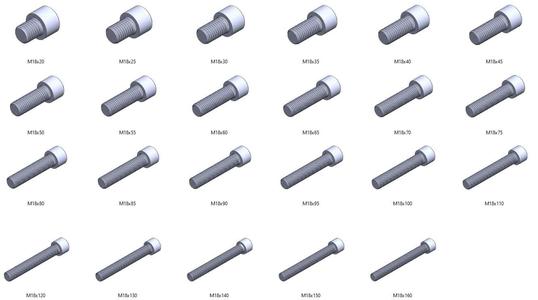 M18 screws DIN 912 VG + M18 nut DIN934 Nut Screw