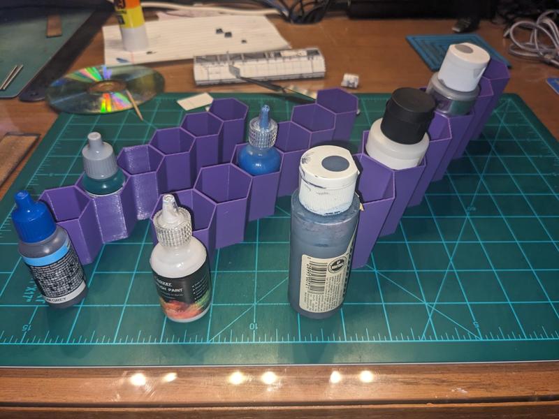 Hex paint bottle rack