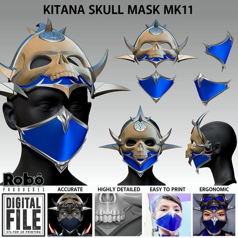 Mortal Kombat 11 Kitana Skull Mask Cosplay - MK11 - 3D Model STL Files