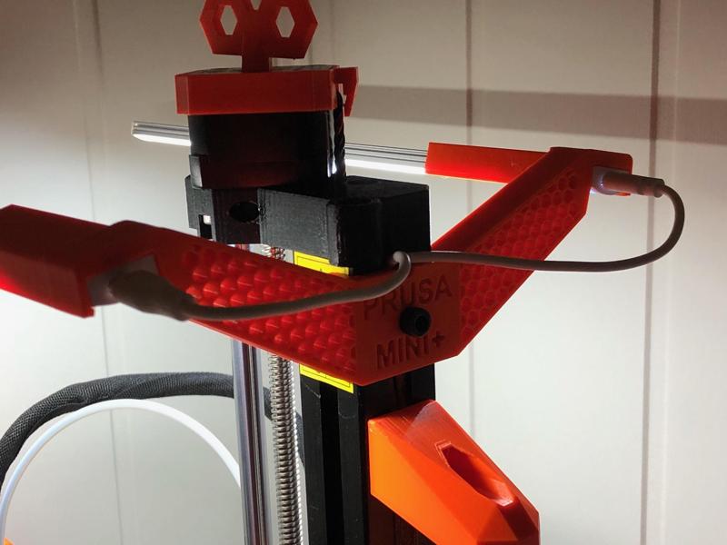 Double USB LED lamp arm bracket for the Prusa Mini or Mini+