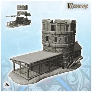 Fortified stone tower with battlements and adjoining dwelling (11) - DnD Wargaming Medieval War of the Rose Saga