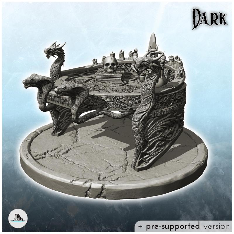 Evil desk with dragon heads and spell book (10) - Creature Darkness War 15mm 20mm 28mm 32mm Medieval Dungeon