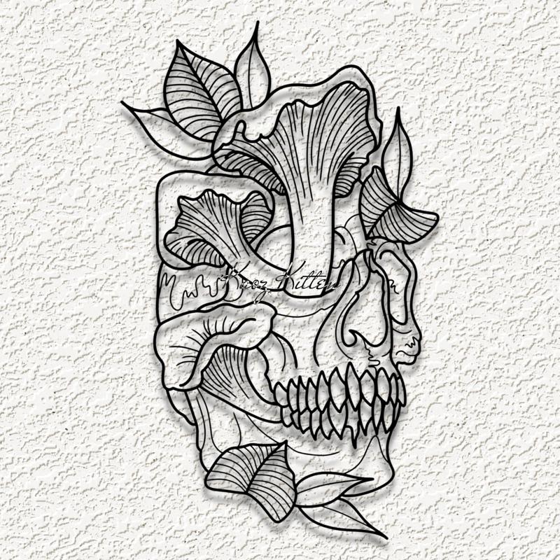 skull mushrooms wall art home decor