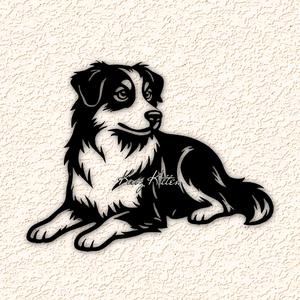 australian shepherd dog laying wall art home decor