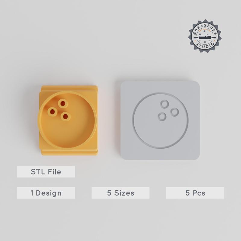 Bowling Stamp Tile Set, 5 Sizes, Ideal for Clay, Cookies & Fondant, Sports Game Motif PRODUCT_2430