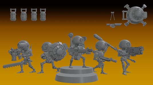 AUXILIARY SERVOCORES - ASSISTANT DROID SQUAD -MONOPOSE- 28mm