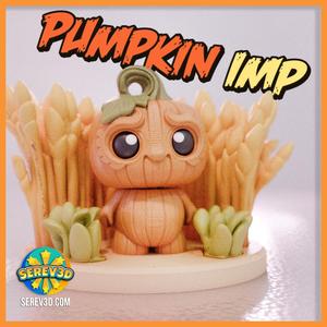 Pumpkin Imp - Halloween Flexi Keychain, Straw Buddy & Diorama Display, No Supports 3D Print STL/3MF