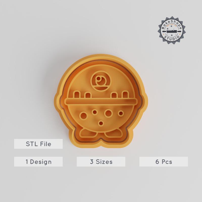 Round Spotted Chin Monster Cutter & Stamp Set, Cartoon Beast Cookie Decor, S/M/L, 6-Piece Baking Mold Collection PRODUCT_3048