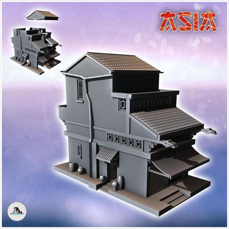 Asian two-storey house with multiple floors (15) - Asian Asia Oriental Angkor Ninja Traditionnal RPG Mini