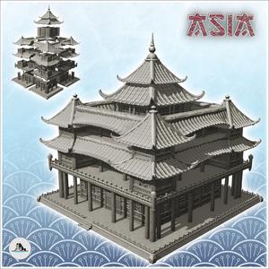 Big Asian palace with main tower and triple floors (38) - Asia Terrain Clash of Katanas Tabletop RPG terrain China Korea