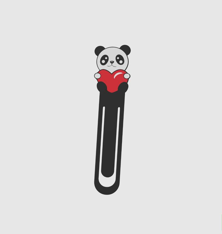 Bookmark Panda Kawaii with Heart