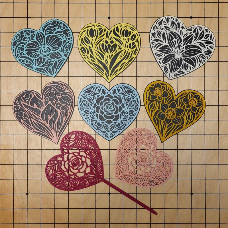 Hearts with flowers, more types