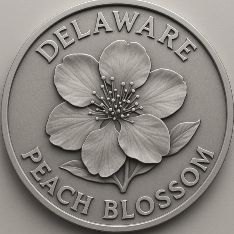 deleware peach blossom coin token wall art