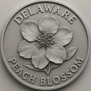 deleware peach blossom coin token wall art