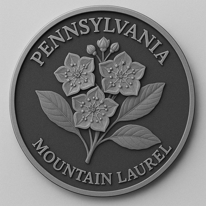 Pennsylvania state flower mountain laurel coin token wall art