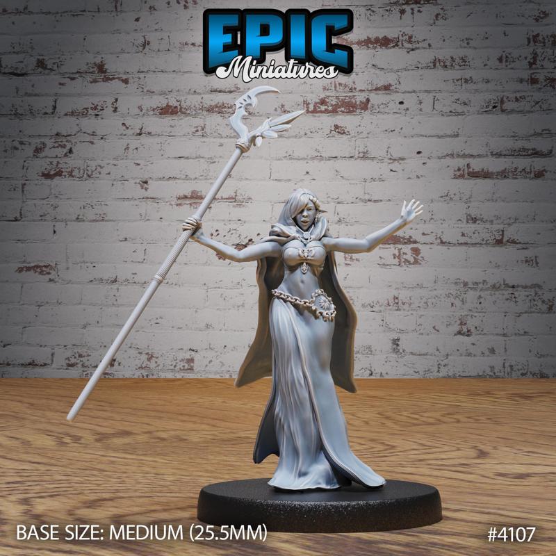 Elf Queen Magic ‧ DnD Miniature ‧ Tabletop Miniatures ‧ Gaming Monster ‧ 3D Model ‧ RPG ‧ DnDminis ‧ STL FILE