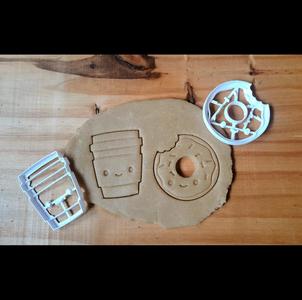 x2 Coffee and Donut, cookie cutters, dough - Perfect Couple, love